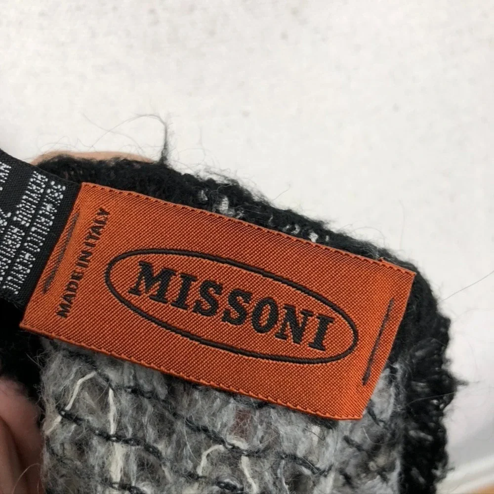 Missoni Infinity Scarf Wool Womens 31.5x25 Knit Chunky Gray Stripe‎ Gorpcore